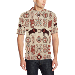 American Native Buffalo Men's All Over Print Polo Shirt (Model T55)