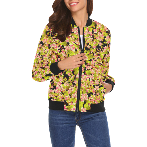 Planet Pattern Print Women Casual Bomber Jacket