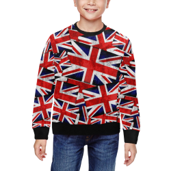 Union Jack British UK Flag All Over Print Crewneck Sweatshirt for Kids (Model H29)