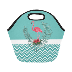 Retro Flamingo Chevron Neoprene Lunch Bag/Small (Model 1669)