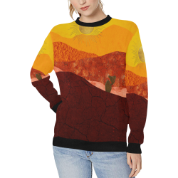 In The Desert Women's Rib Cuff Crew Neck Sweatshirt (Model H34)