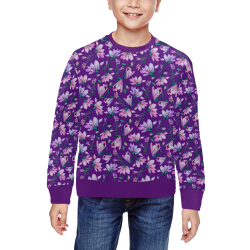 Purple Spring All Over Print Crewneck Sweatshirt for Kids (Model H29)
