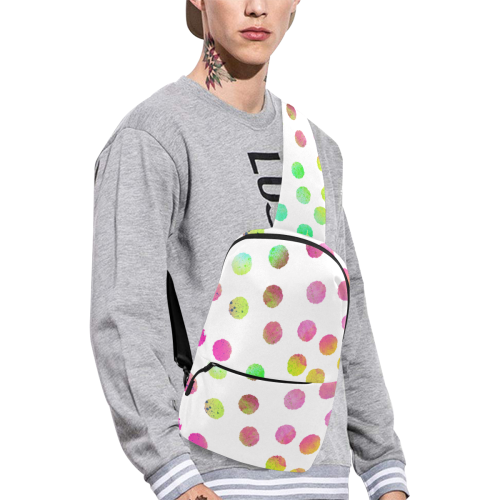 Color Dots White. Inspired by the Magic Island of Gotland. Chest Bag (Model 1678)