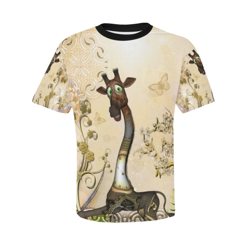 Funny steampunk giraffe Men's All Over Print T-Shirt with Chest Pocket (Model T56)