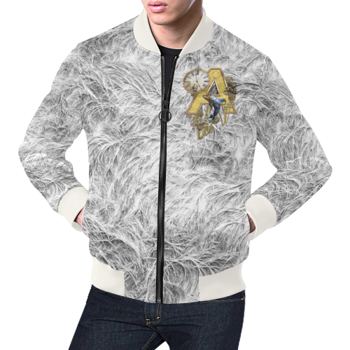 Steampunk initials A on texture All Over Print Bomber Jacket for Men/Large Size (Model H19)