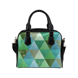 Triangle Pattern - Green Teal Khaki Moss Shoulder Handbag (Model 1634)