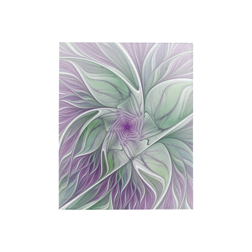 Flower Dream Abstract Purple Sea Green Floral Fractal Art Quilt 40"x50"