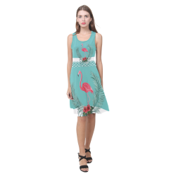 Retro Flamingo Chevron Atalanta Casual Sundress(Model D04)