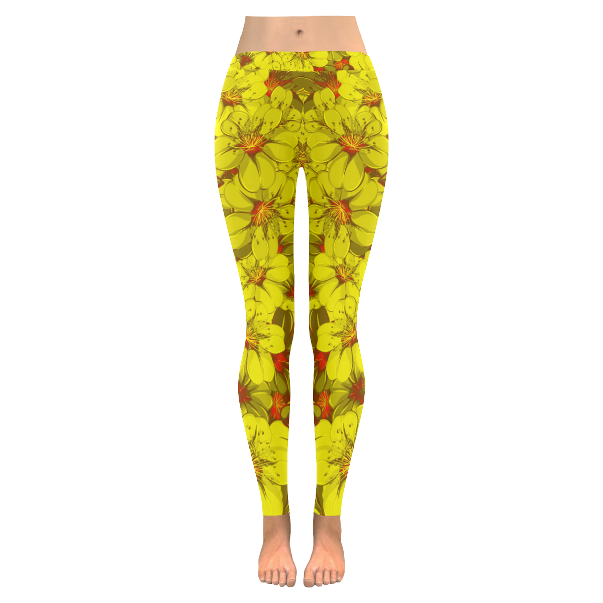 Yellow Flower Print Women's Leggings