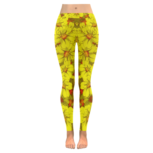beautiful tropic pink flamingo and rose flowers Women's Low Rise Leggings (Invisible Stitch) main image 0