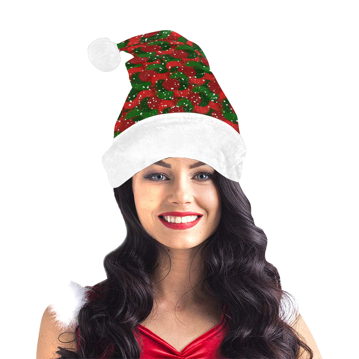 Christmas Snow Red and Green Santa Hat | ID: D4377754