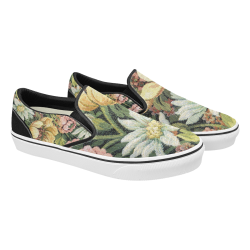 grandma's comfy floral vintage couch Men's Classic Slip-On Sneakers (Model E001-3)