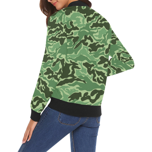 Grey Camouflage Print Women's Bomber Jacket