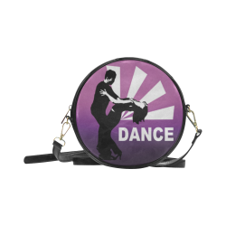 dance -brazilian zouk dancing couple on purple bachground Round Sling Bag (Model 1647)