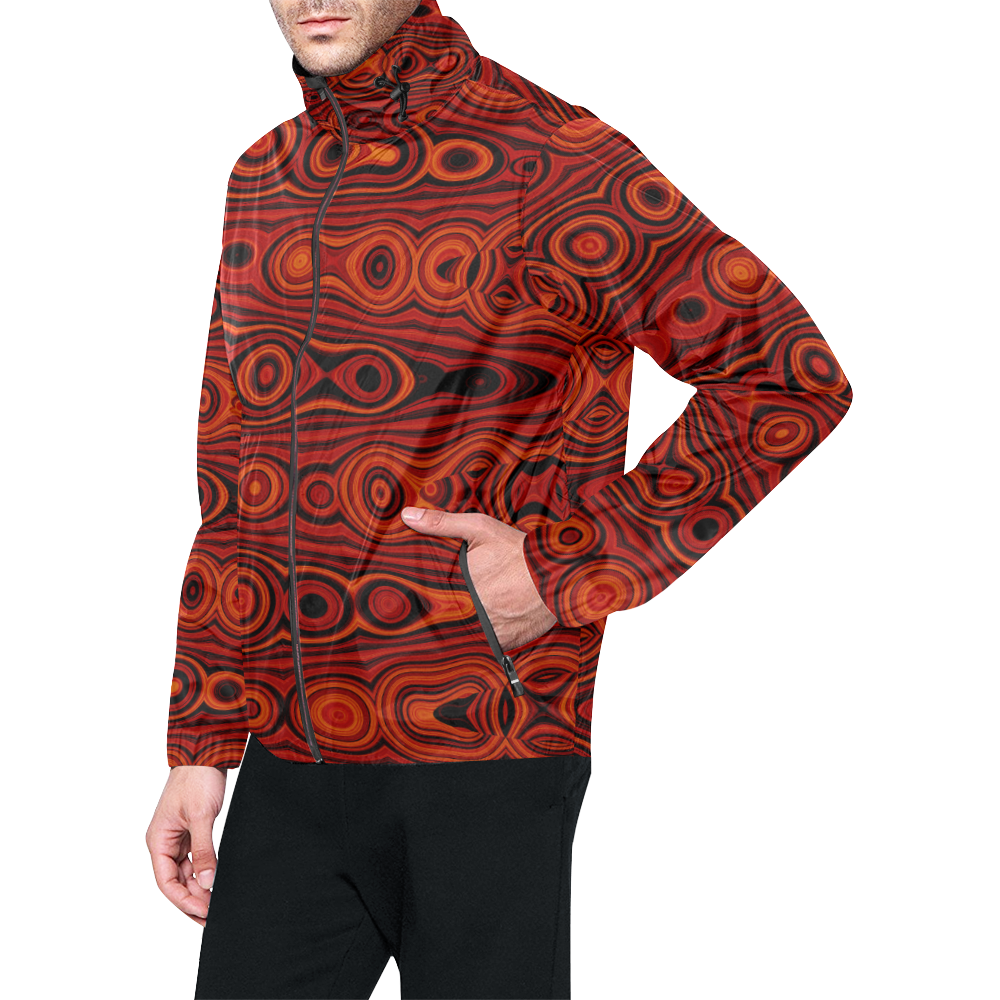Brown Abstract Pattern Unisex All Over Print Windbreaker (Model H23 ...