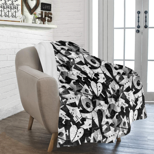 Black and White Pop Art by Nico Bielow Ultra-Soft Micro Fleece Blanket 50"x60"