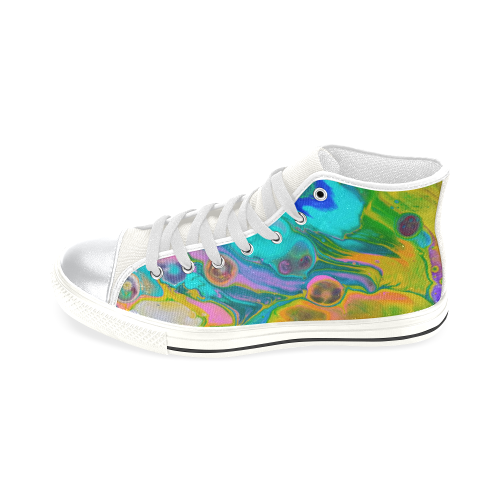 rainbow waves. High Top Canvas Women's Shoes/Large Size (Model 017)