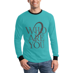 Whoareyou? Blue-Green Men's All Over Print Long Sleeve T-shirt (Model T51)