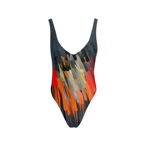 Abstract by Nico Bielow Sexy Low Back One-Piece Swimsuit (Model S09)