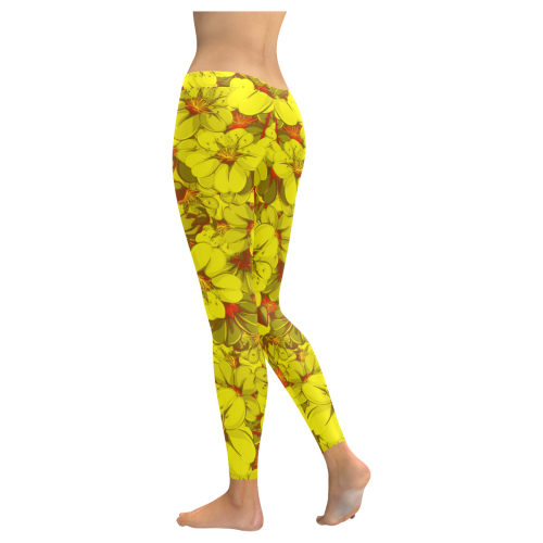 Yellow Flower Print Men's Leggings main image 1