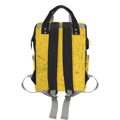 yellow and black warning stripes used look Multi-Function Diaper Backpack/Diaper Bag (Model 1688)