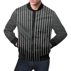 Tapered Black Stripes on Grey All Over Print Bomber Jacket for Men/Large Size (Model H19)