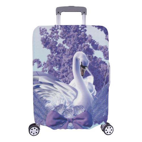 white mystic swan with unicorn horn and purple cherry blossoms Luggage Cover/Large 26"-28"
