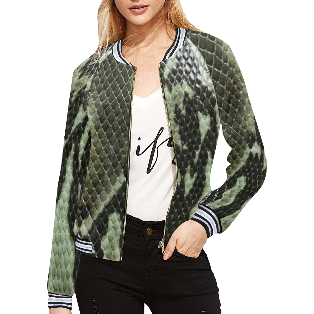 Snake Print Bomber Jacket