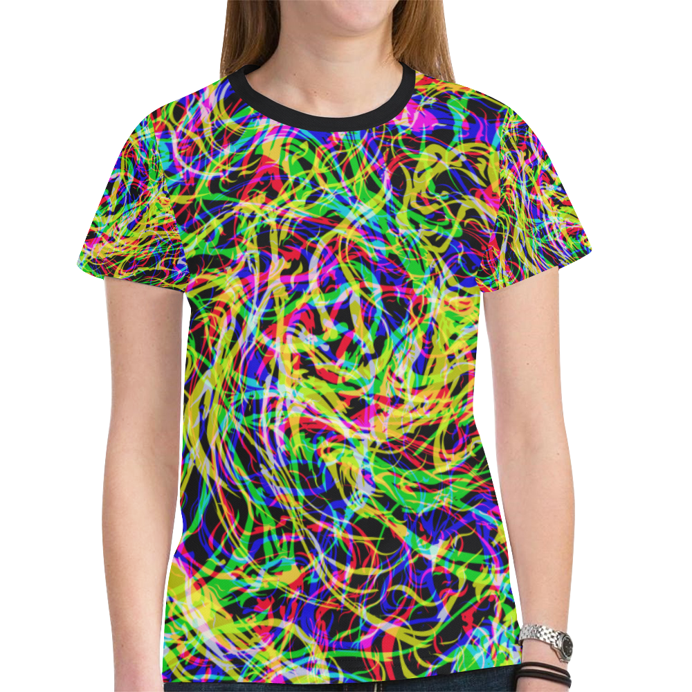 colorful abstract pattern New All Over Print T-shirt for Women (Model ...