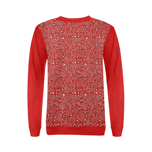 red white hearts All Over Print Crewneck Sweatshirt for Women (Model H18)