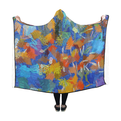 Colorful paint strokes Hooded Blanket 60''x50''