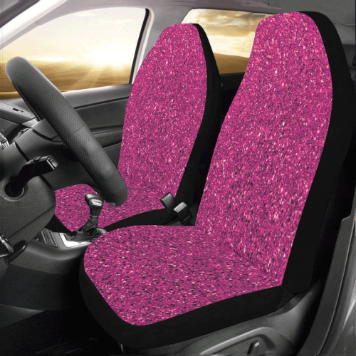 Hot Pink Glitter Car Seat Covers Set, Sequin Car Seat Covers