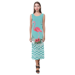 Retro Flamingo Chevron Phaedra Sleeveless Open Fork Long Dress (Model D08)