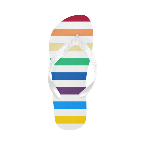 Rainbow Stripes with White Flip Flops for Men/Women (Model 040)
