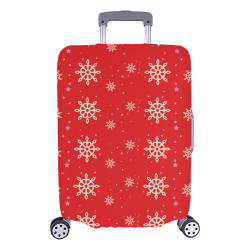 snowflake pattern on red background Luggage Cover/Large 26"-28"