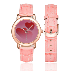 lovely romantic sky heart pattern for valentines day, mothers day, birthday, marriage Women's Rose Gold Leather Strap Watch(Model 201)