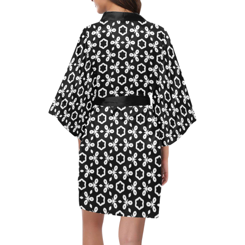 geometric pattern black and white Kimono Robe ID D3556668