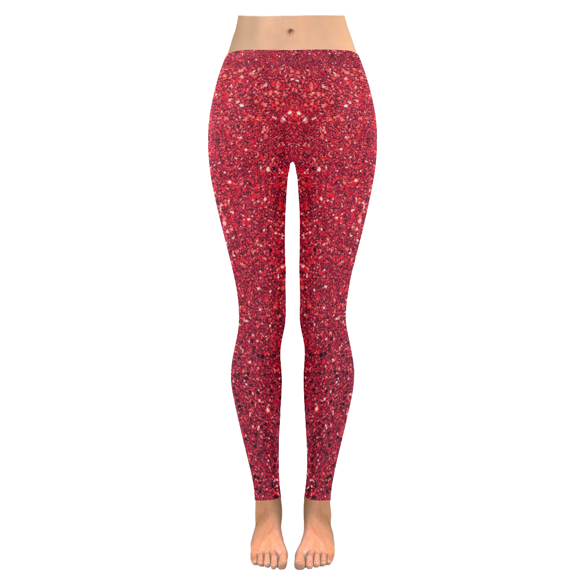 red glitter Low Rise Leggings (Invisible Stitch) (Model L05) | ID: D5212862