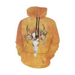 Boho Skull All Over Print Hoodie for Men/Large Size (USA Size) (Model H13)