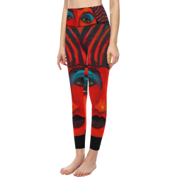 Red Tomato Face Sarah Curtiss Black Women's All Over Print High-Waisted Leggings (Model L36)