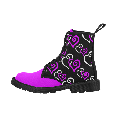 Pink Hearts Cheeky Witch Martin Boots for Women (Black) (Model 1203H)