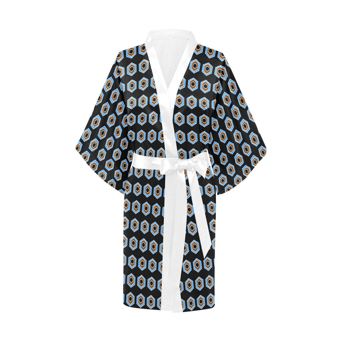 Retro Blue Necktie Mod Kimono Robe | ID: D3695750