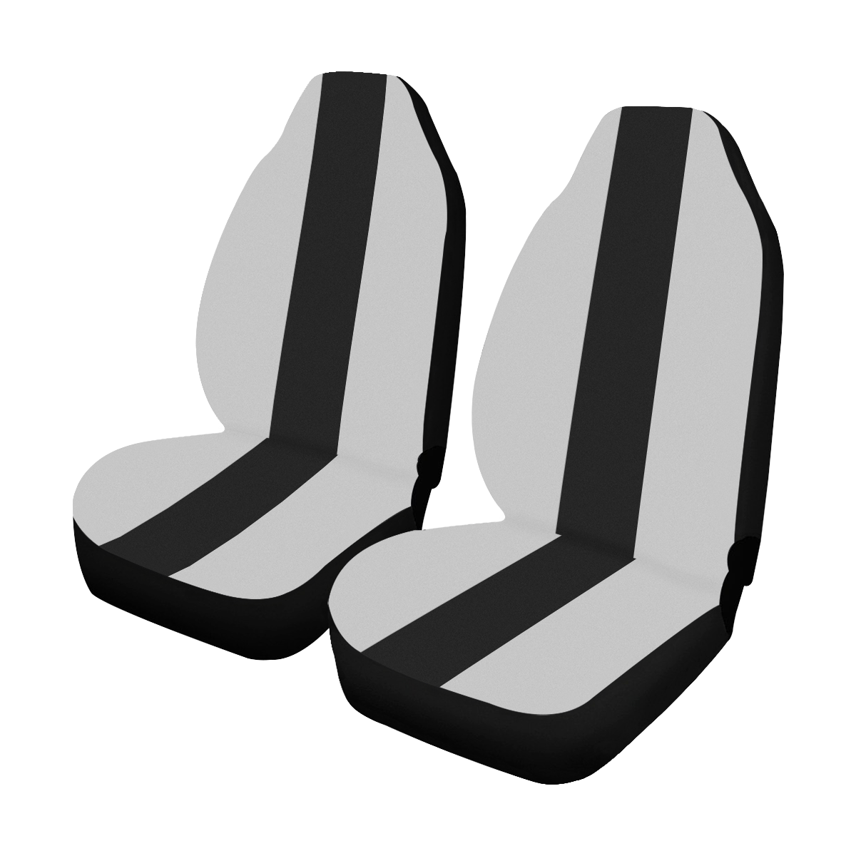 Silver and Black Race Car Stripe Car Seat Covers (Set of 2) ID D3867905