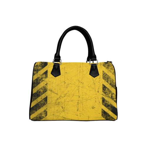 yellow and black warning stripes used look Boston Handbag (Model 1621)