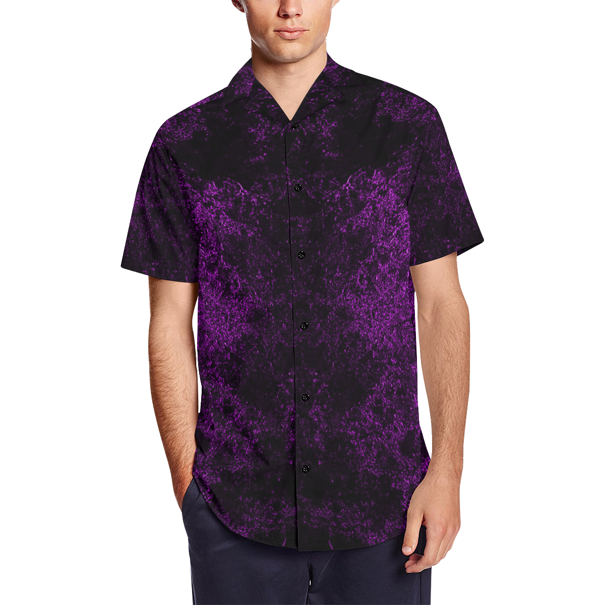 Gothic Purple Djinn Acid Satin Dress Shirt Men's Short Sleeve Shirt ...