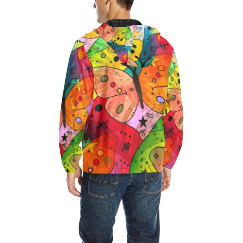 Butterfly Popart by Nico Bielow All Over Print Quilted Windbreaker for Men (Model H35)