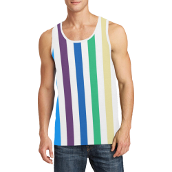 Rainbow Stripes with White Men's All Over Print Tank Top (Model T57)