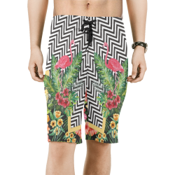Amazing Flamingo Chevron Men's All Over Print Board Shorts (Model L16)
