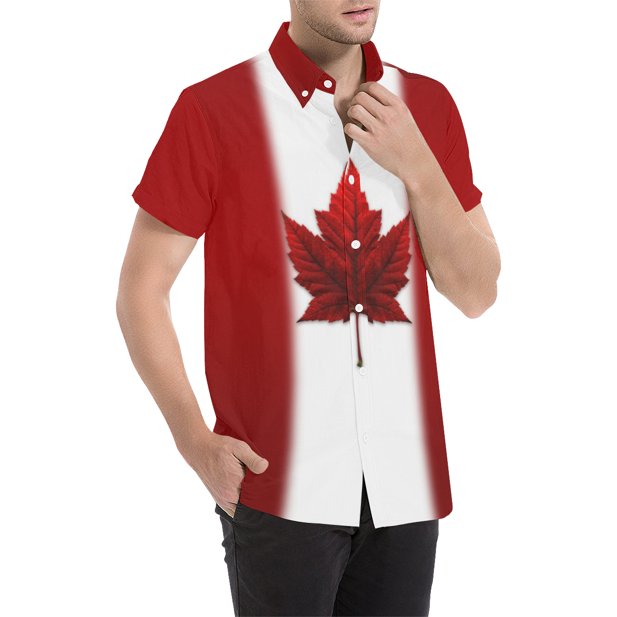 Canada Flag Shirts Button Down Men's All Over Print Short Sleeve Shirt ...