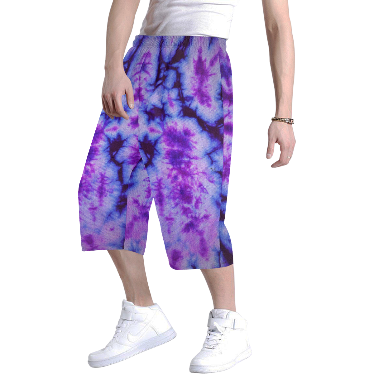 tie dye shades of blue and purple Men's All Over Print Baggy Shorts ...